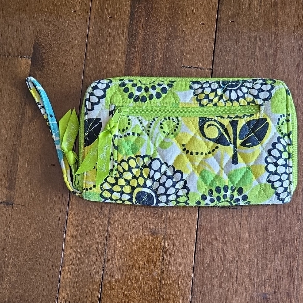 Vera Bradley Yellow and Black Floral Wristlet